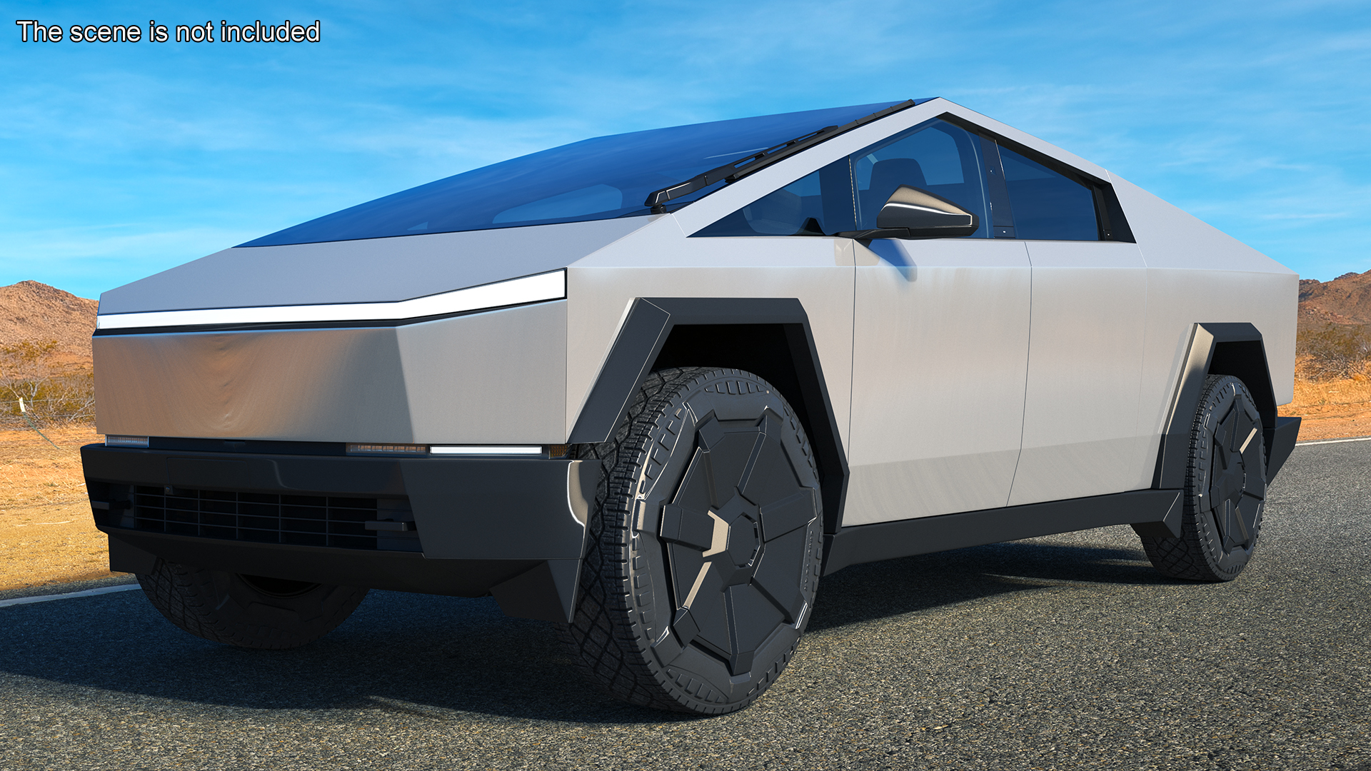 Futuristic Electric Truck Tesla 2024 Silver Lights On Rigged for Maya 3D model