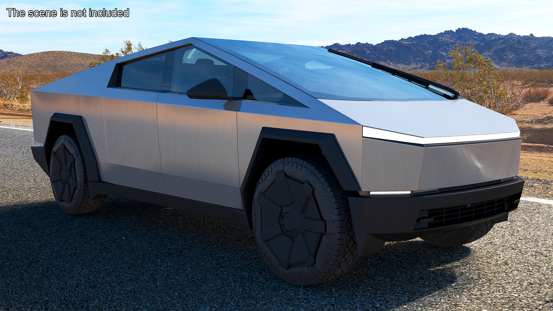 Futuristic Electric Truck Tesla 2024 Silver Lights On Rigged for Maya 3D model