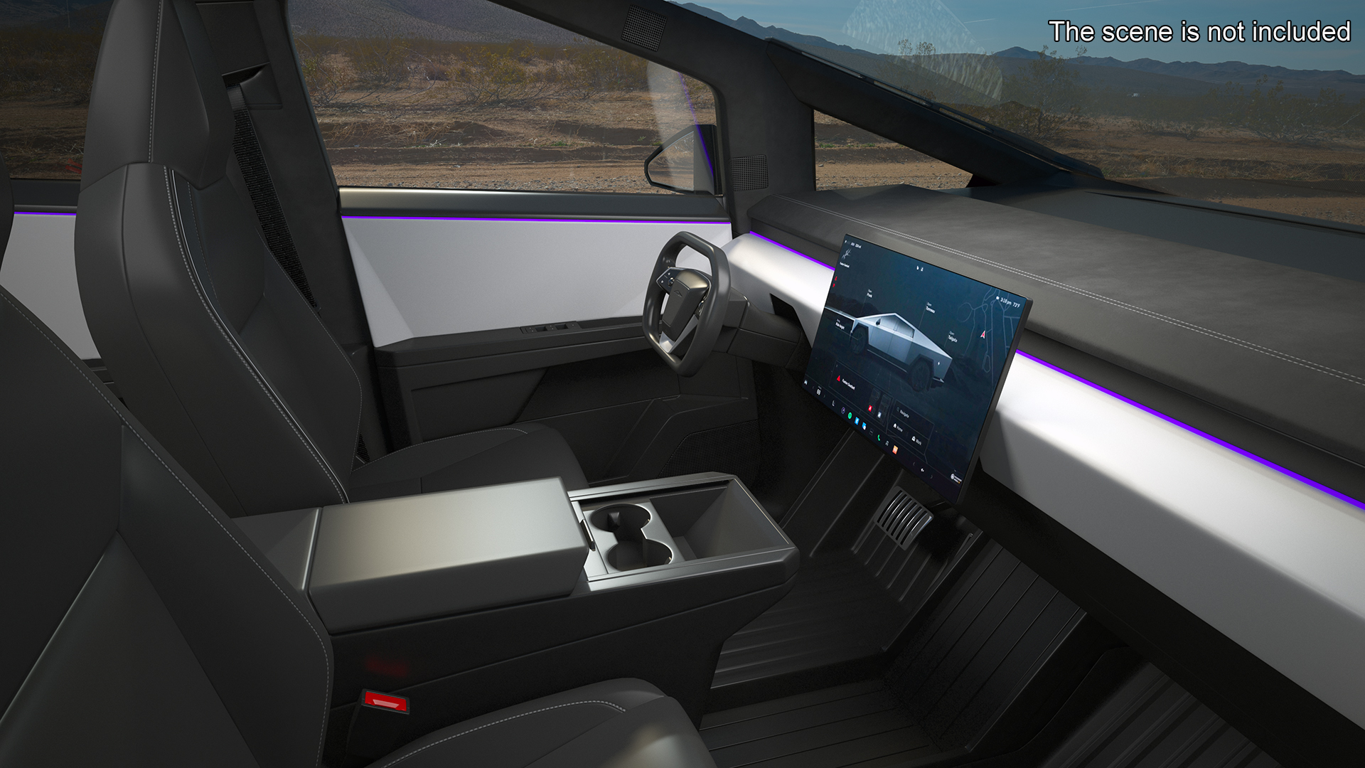 Futuristic Electric Truck Tesla 2024 Silver Lights On Rigged for Maya 3D model