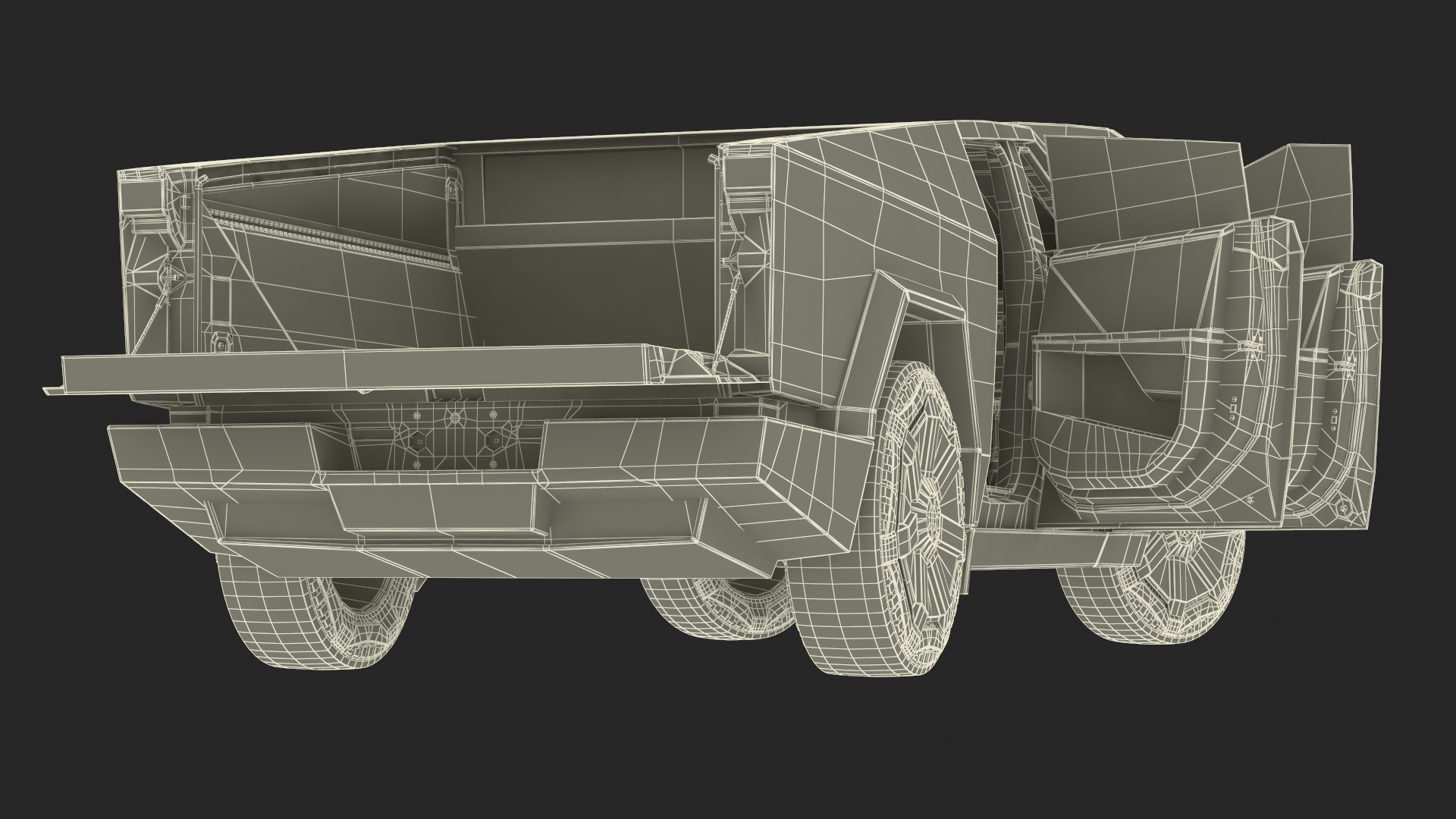 Futuristic Electric Truck Tesla 2024 Silver Lights On Rigged for Maya 3D model