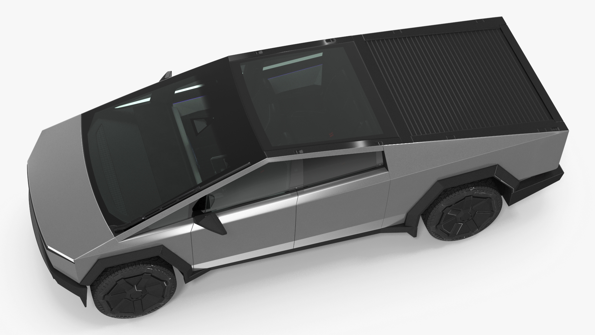 Futuristic Electric Truck Tesla 2024 Silver Lights On Rigged for Maya 3D model