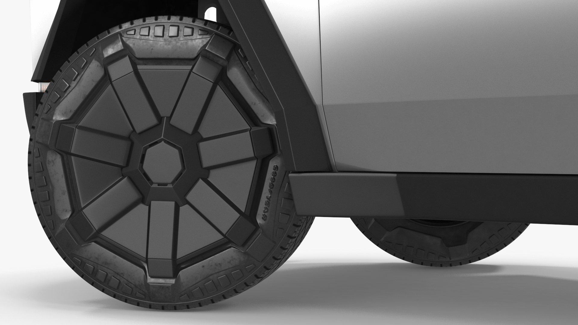 Futuristic Electric Truck Tesla 2024 Silver Lights On Rigged for Maya 3D model