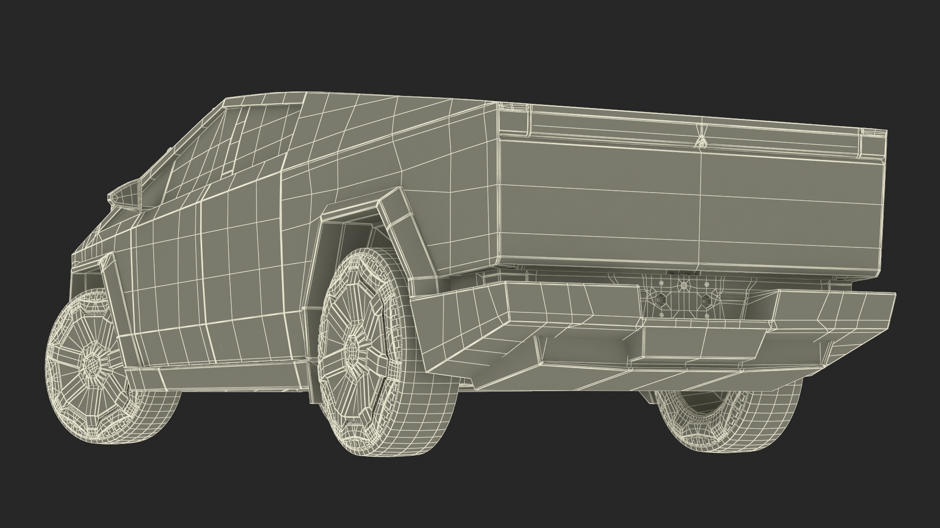 Futuristic Electric Truck Tesla 2024 Silver Lights On Rigged for Maya 3D model