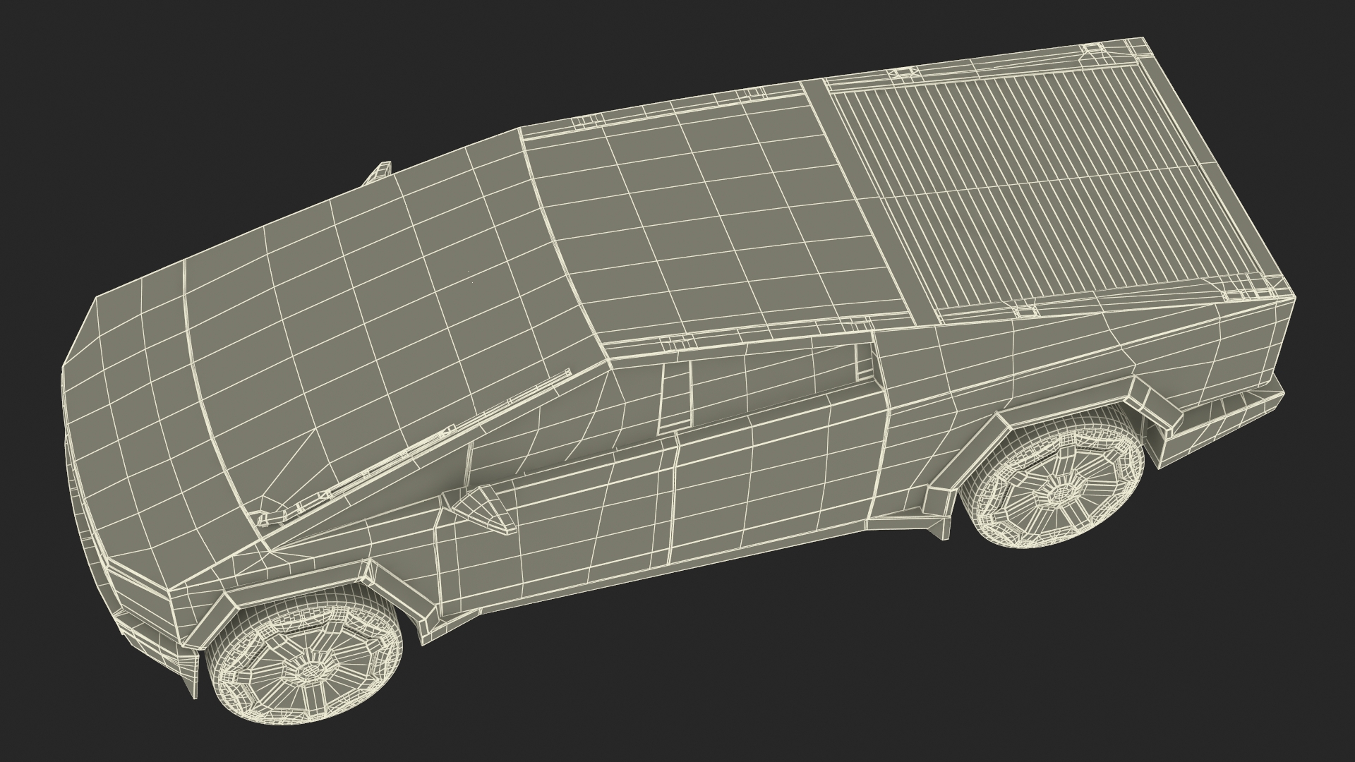 Futuristic Electric Truck Tesla 2024 Silver Lights On Rigged for Maya 3D model