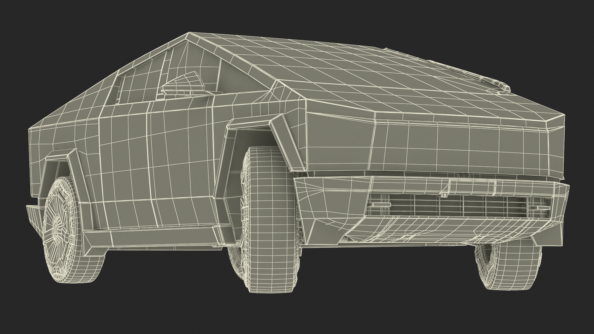 Futuristic Electric Truck Tesla 2024 Silver Lights On Rigged for Maya 3D model