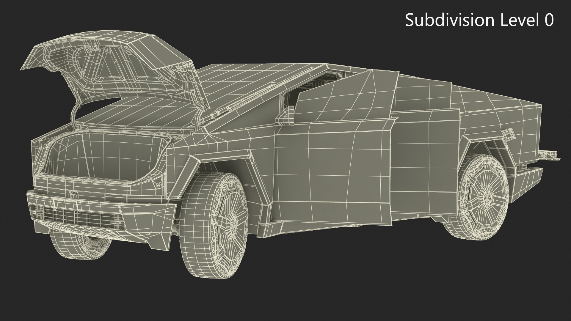 Futuristic Electric Truck Tesla 2024 Silver Lights On Rigged for Maya 3D model