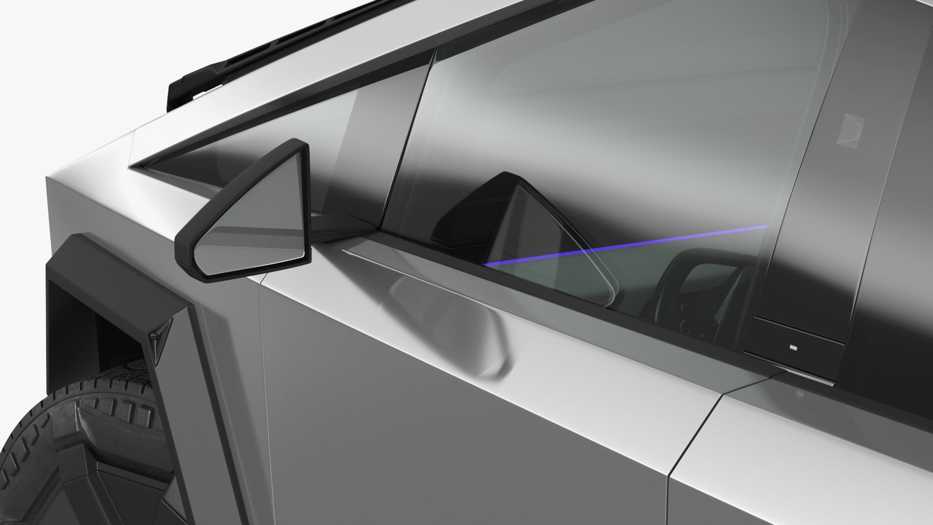 Futuristic Electric Truck Tesla 2024 Silver Lights On Rigged for Maya 3D model