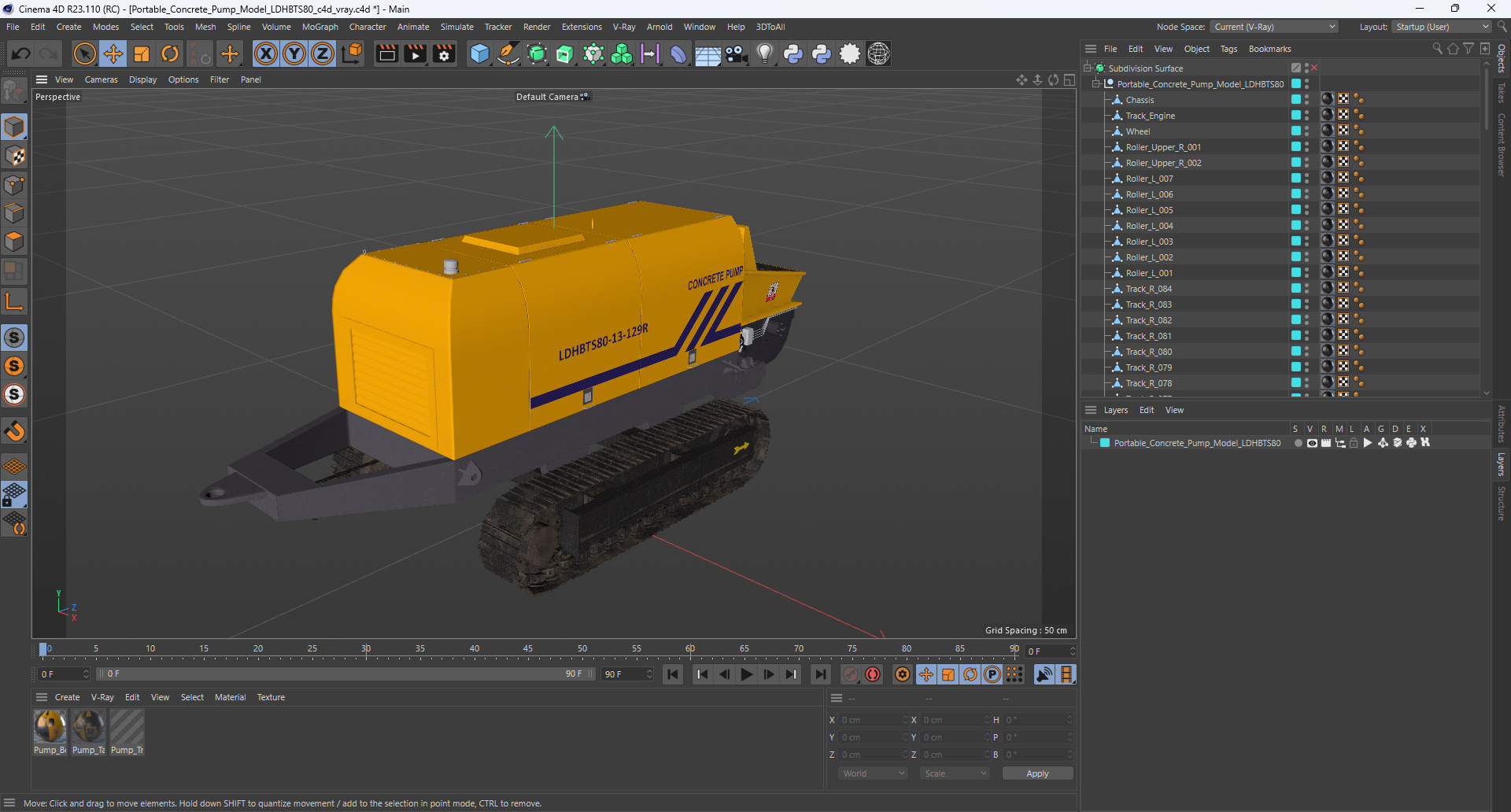 Portable Concrete Pump Model LDHBTS80 3D