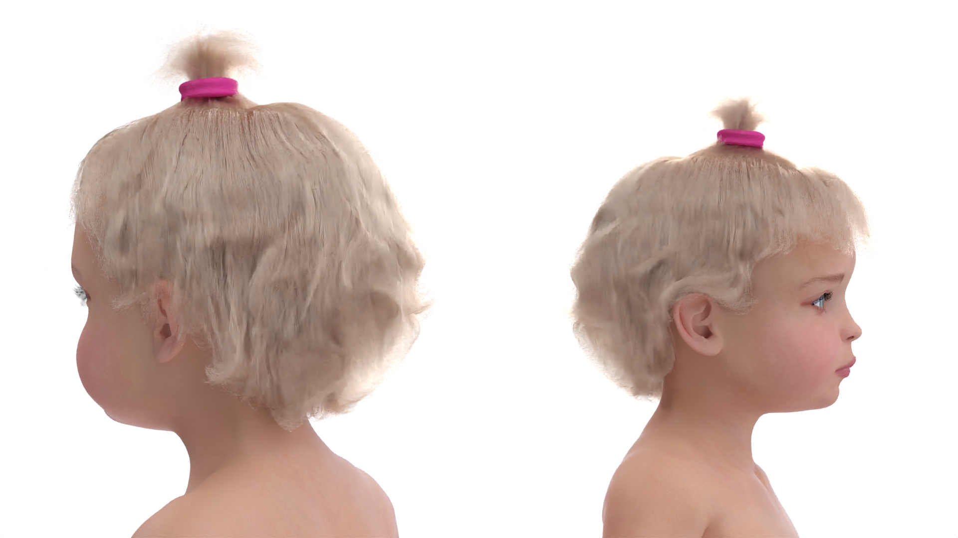 3D model Baby Girl Wearing Diaper A-Pose Fur