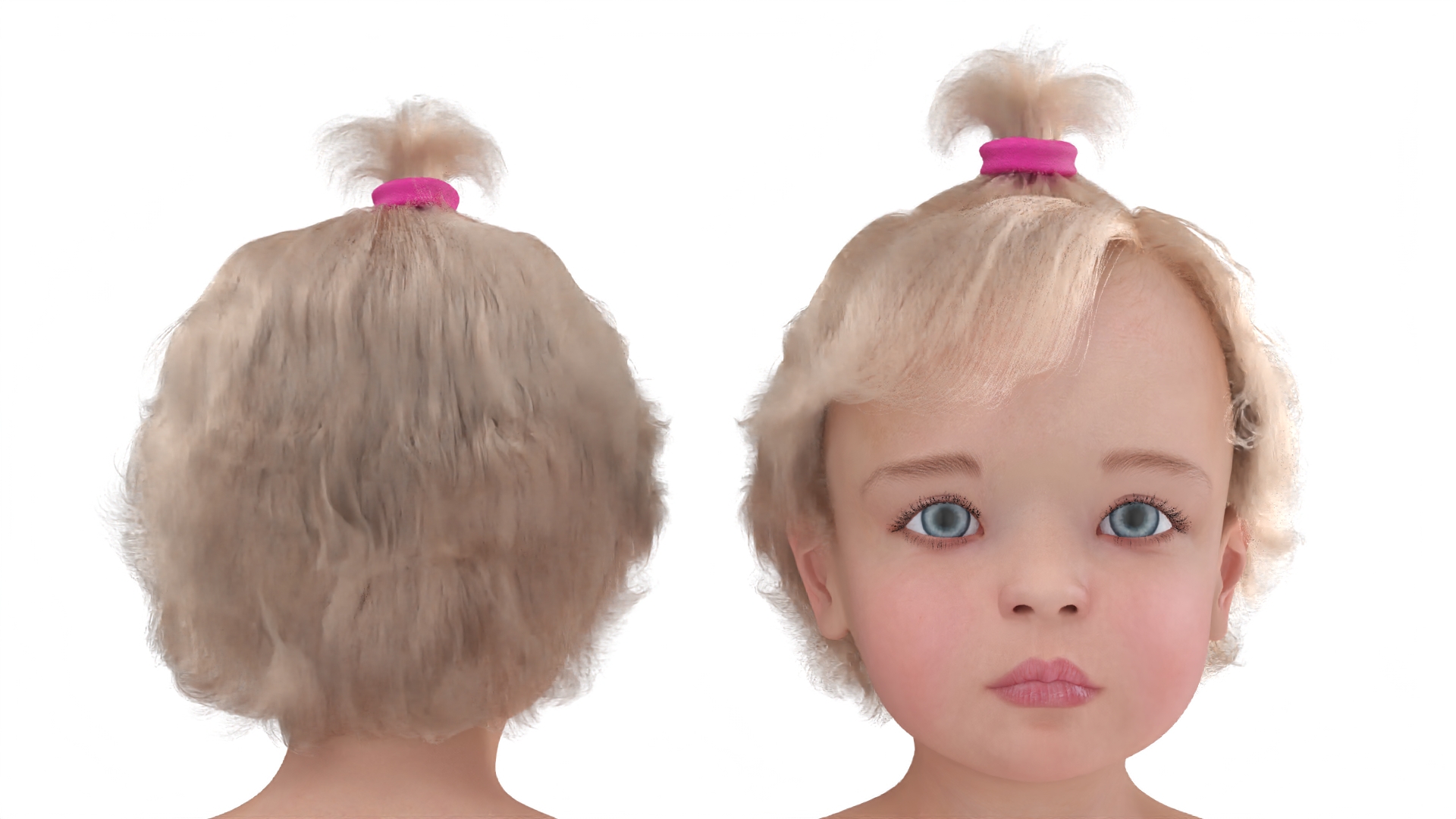 3D model Baby Girl Wearing Diaper A-Pose Fur