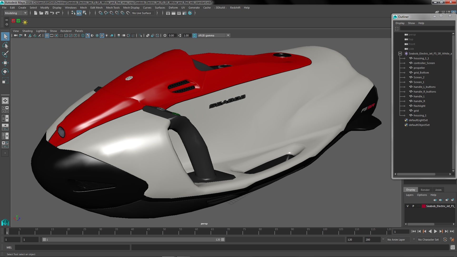 Seabob Electric Jet F5 SR White and Red 3D model