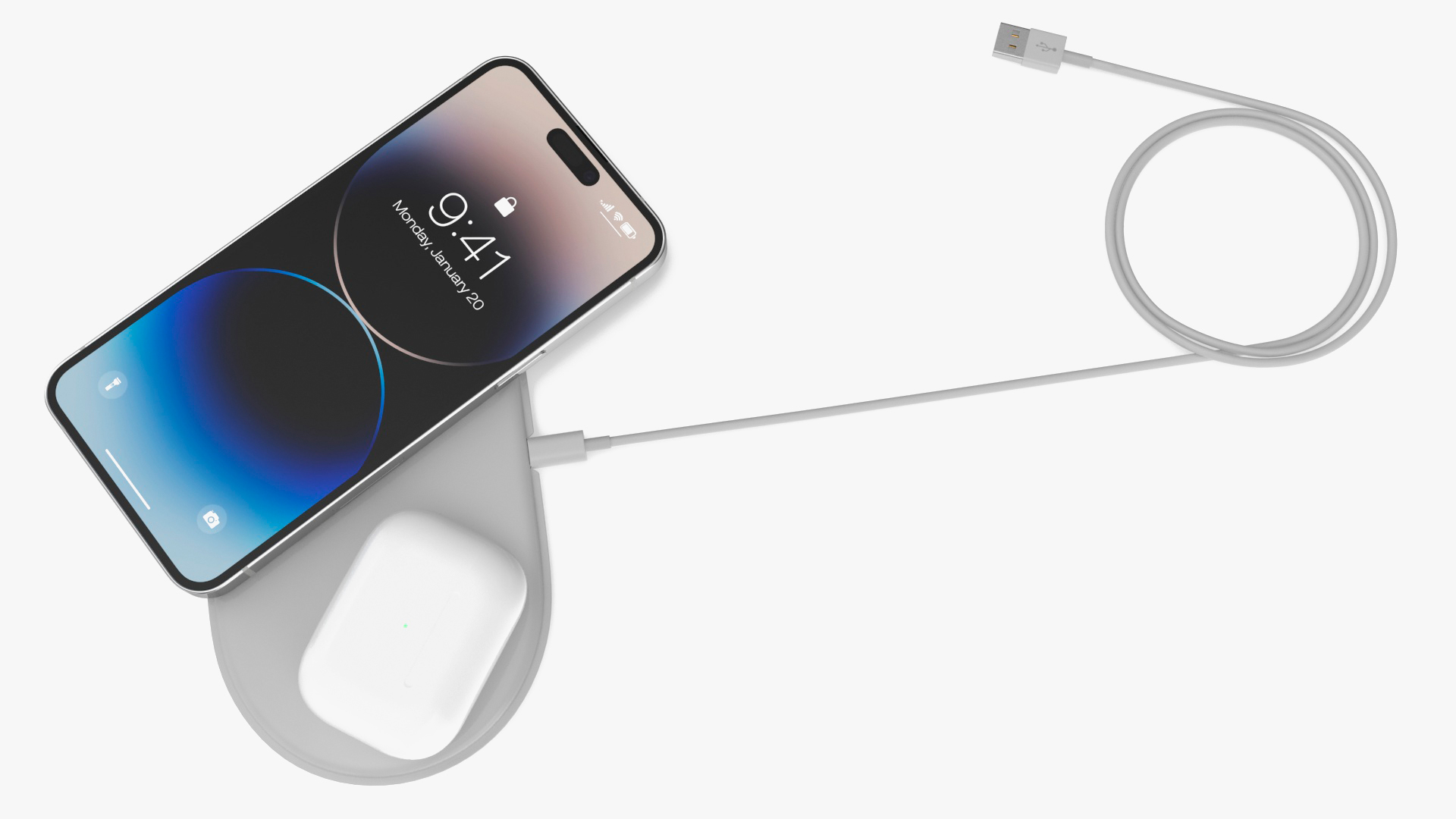 3D Apple AirPower Charger with iPhone 14 Pro Max and Airpods Pro