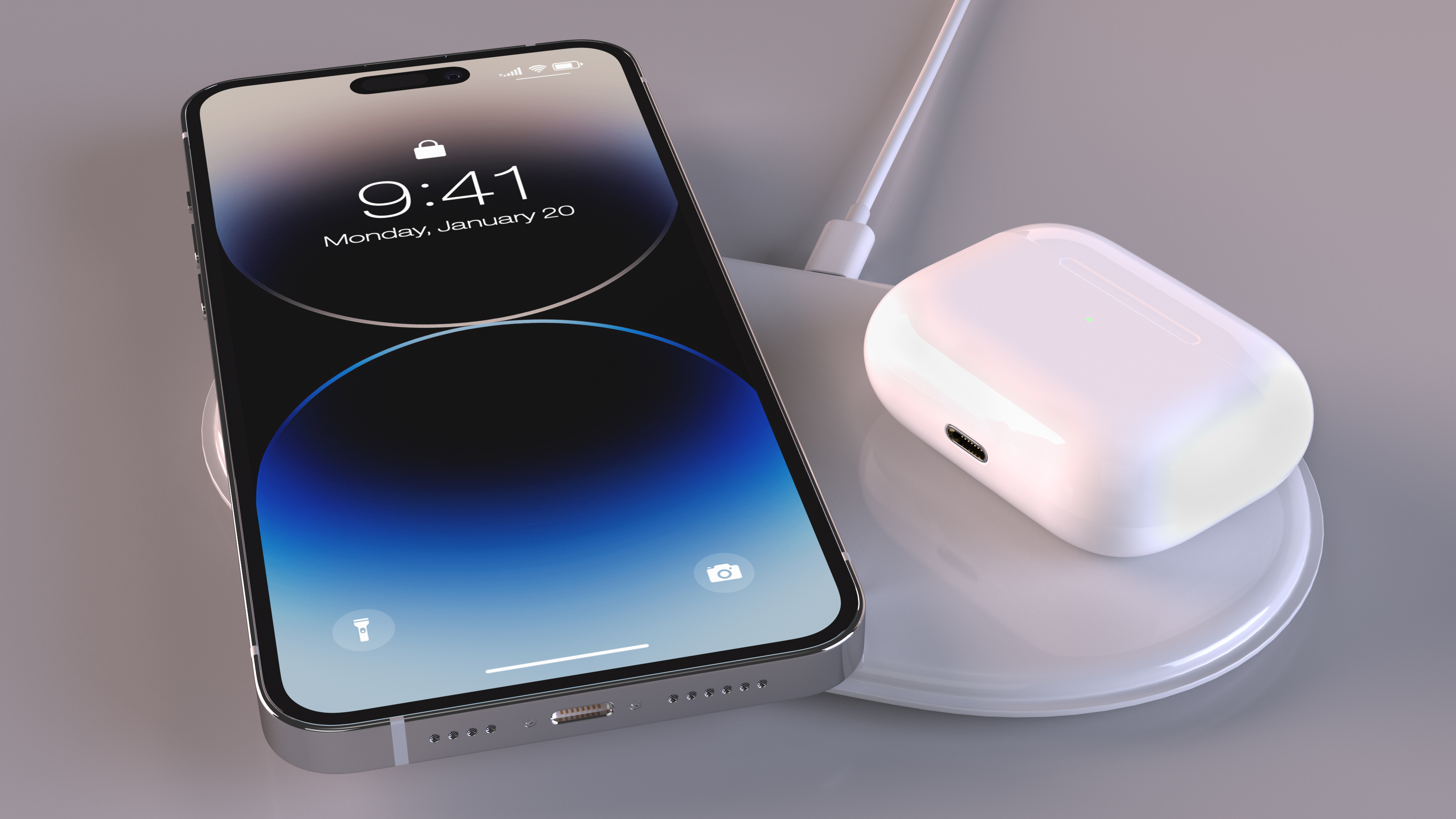 3D Apple AirPower Charger with iPhone 14 Pro Max and Airpods Pro