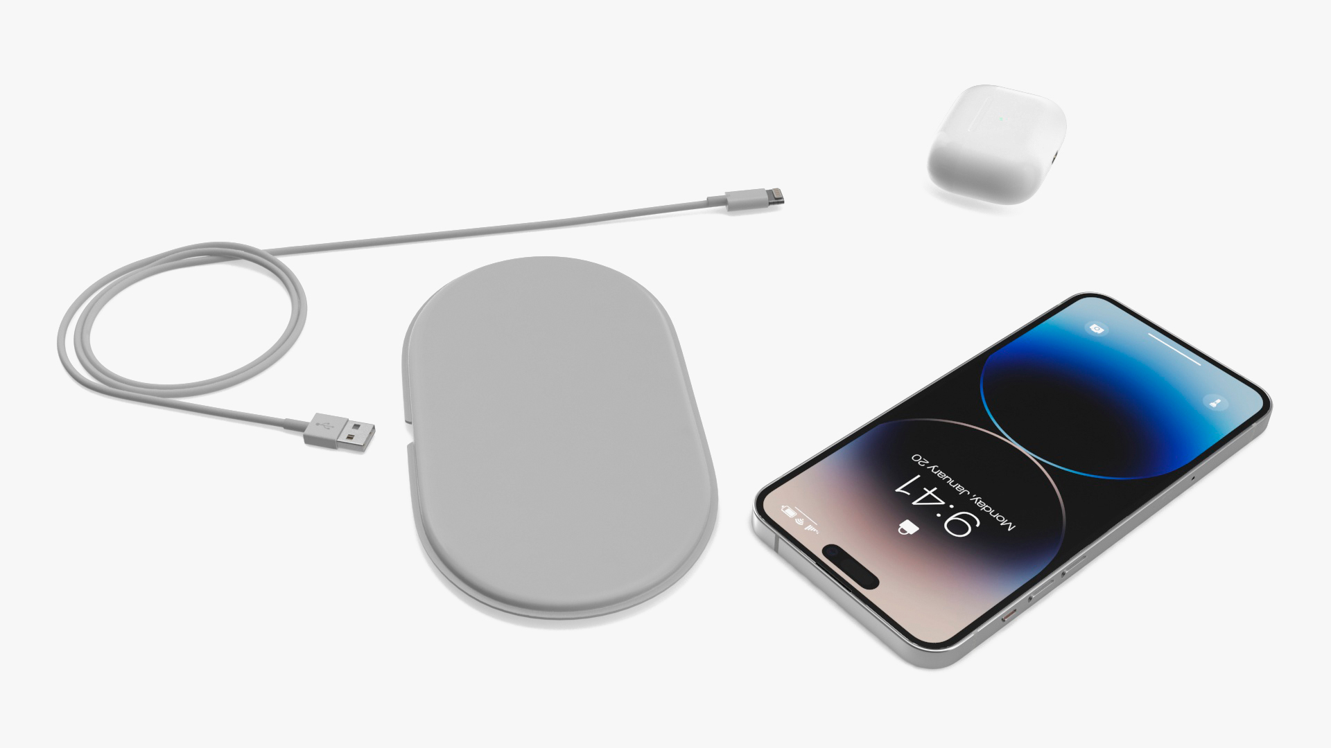 3D Apple AirPower Charger with iPhone 14 Pro Max and Airpods Pro