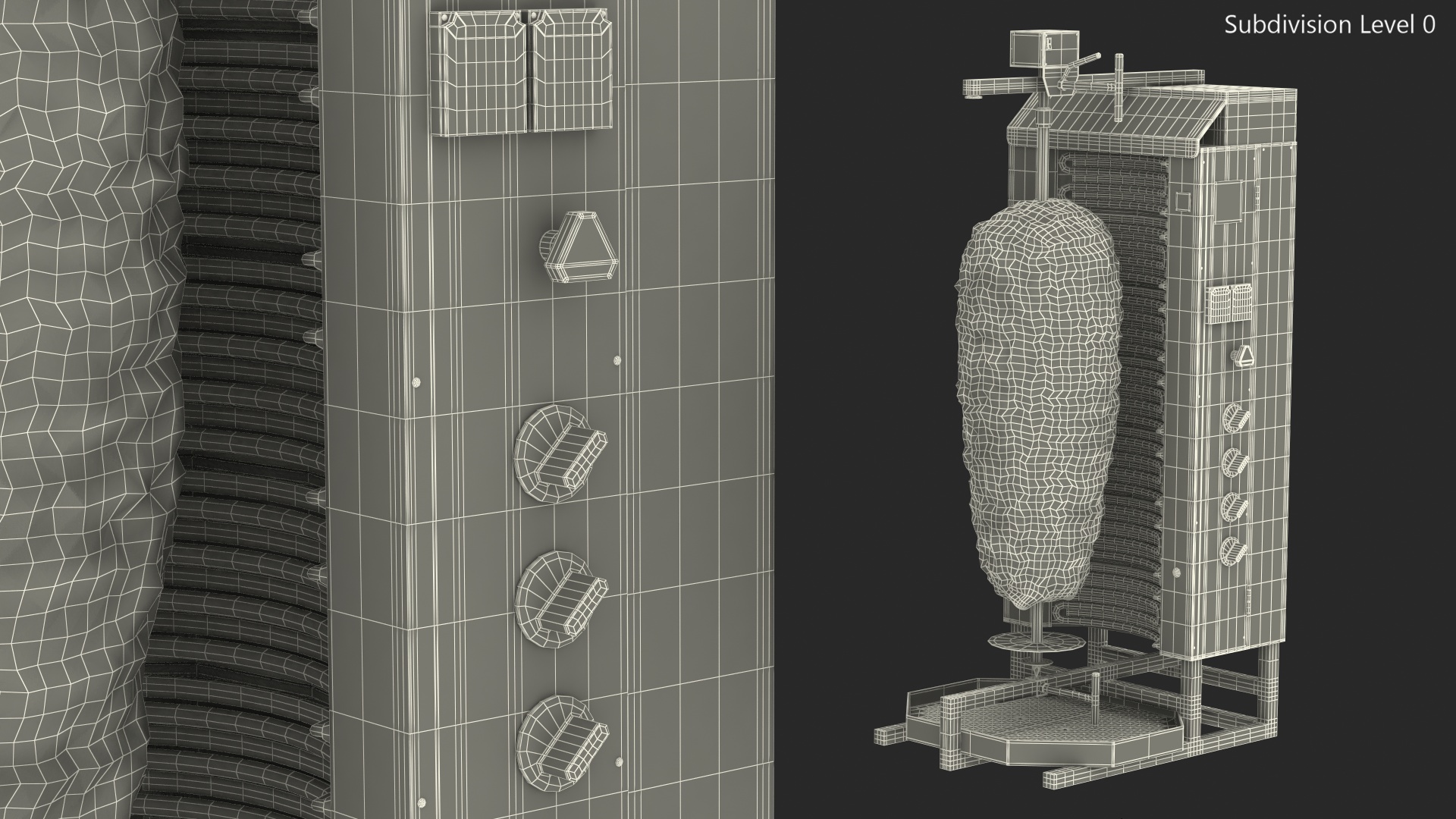 Vertical Rotisserie Grill with Doner Kebab 3D