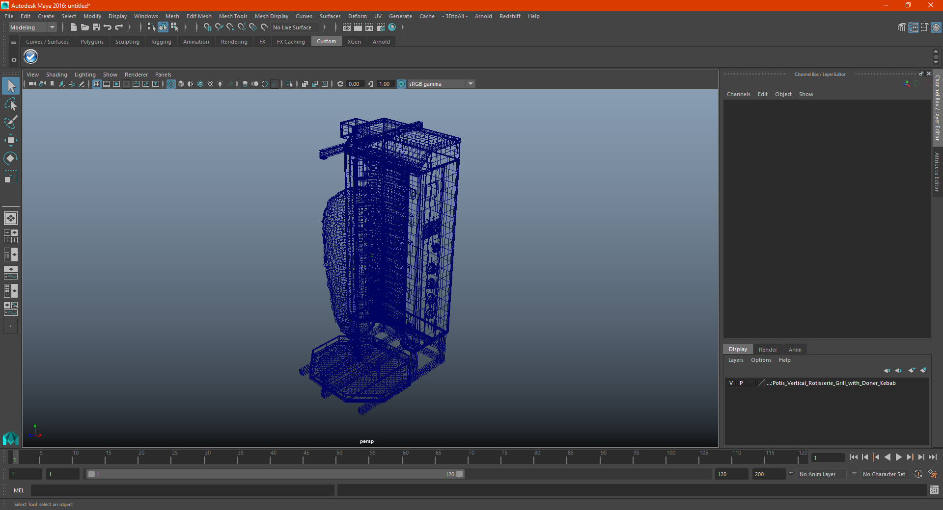 Vertical Rotisserie Grill with Doner Kebab 3D