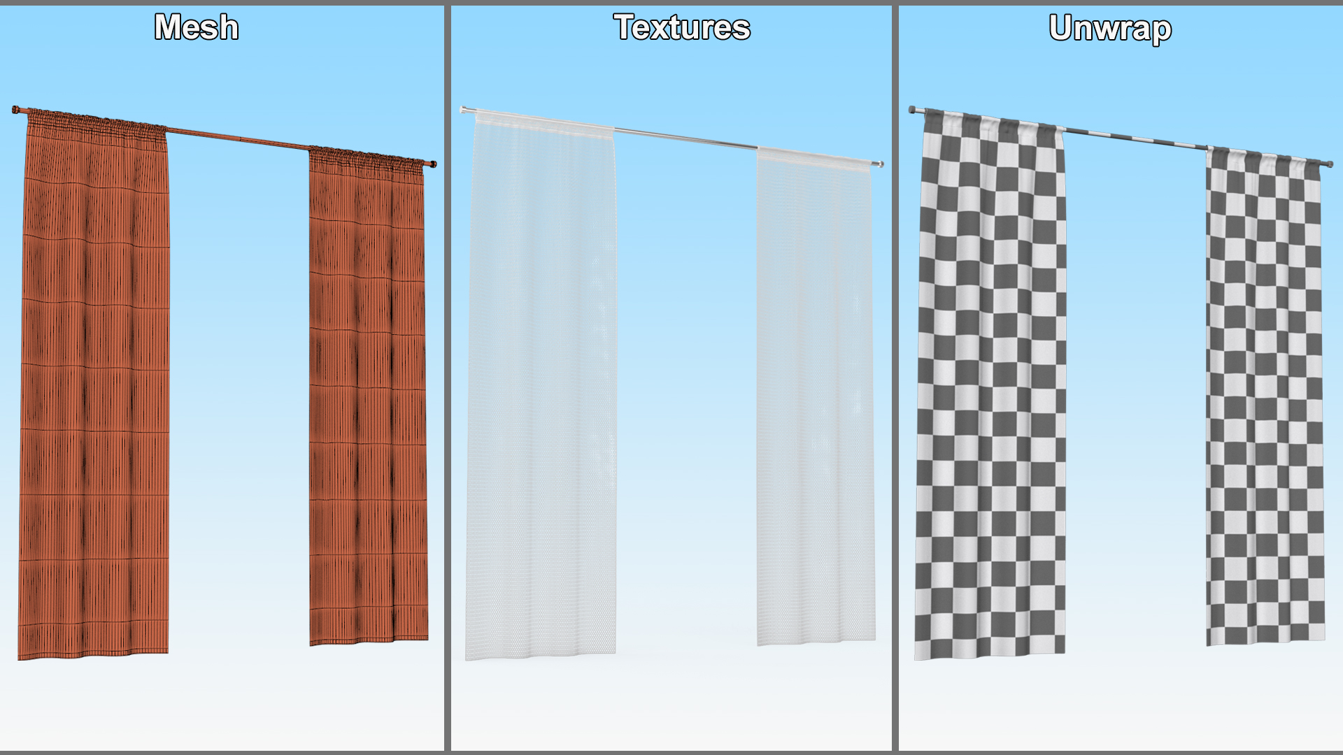 Net Curtains IKEA LILL 3D