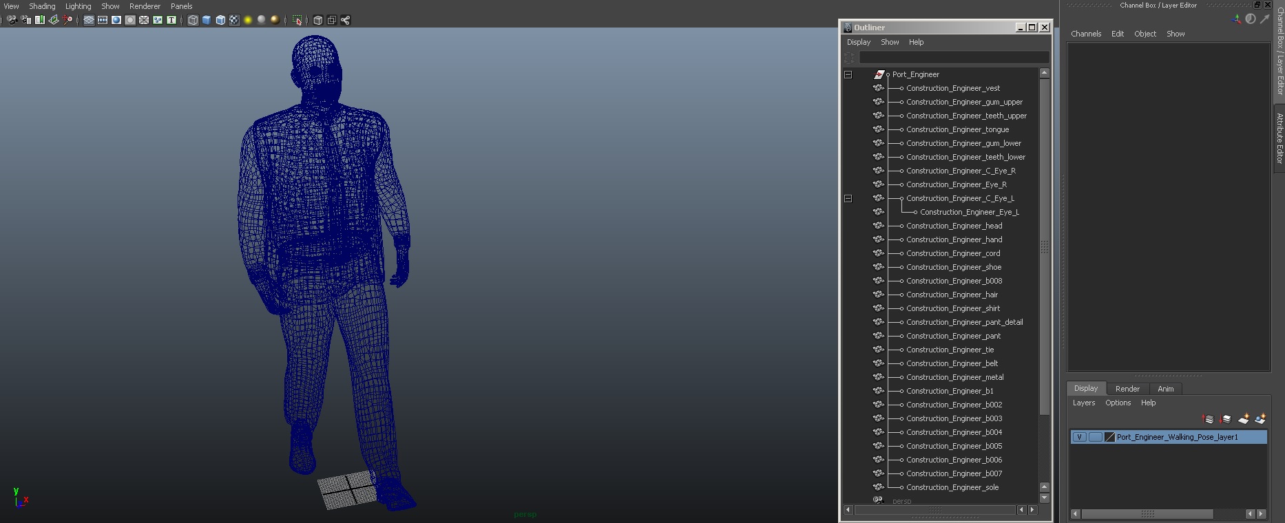 3D Port Engineer Walking Pose