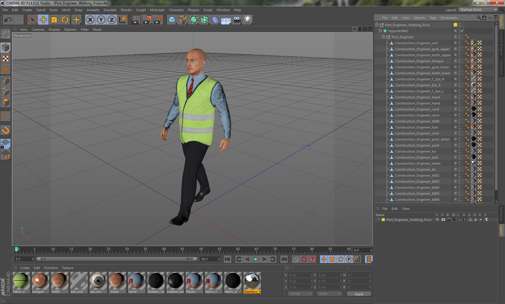 3D Port Engineer Walking Pose