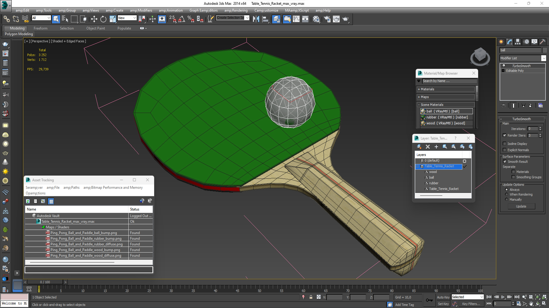 Table Tennis Racket 3D model