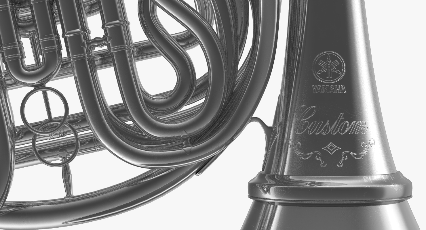 3D Professional Double French Horn Silver model