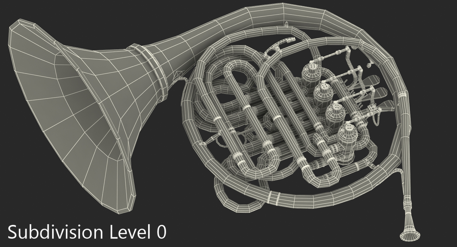 3D Professional Double French Horn Silver model