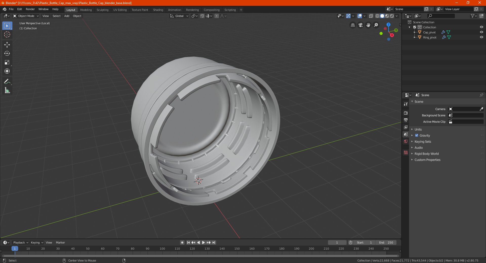 3D Plastic Bottle Cap model