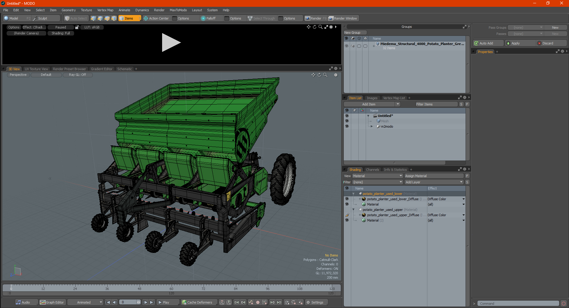 Miedema Structural 4000 Potato Planter Green Used 3D model
