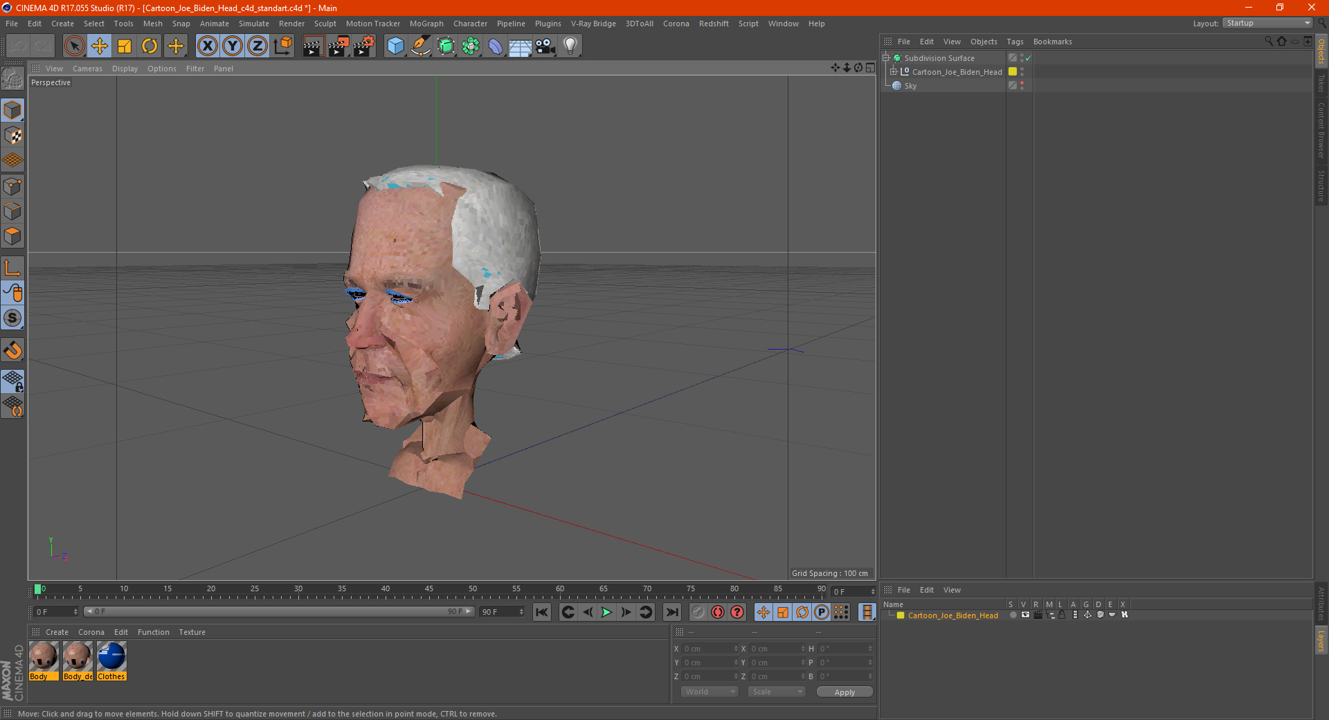 Cartoon Joe Biden Head 3D