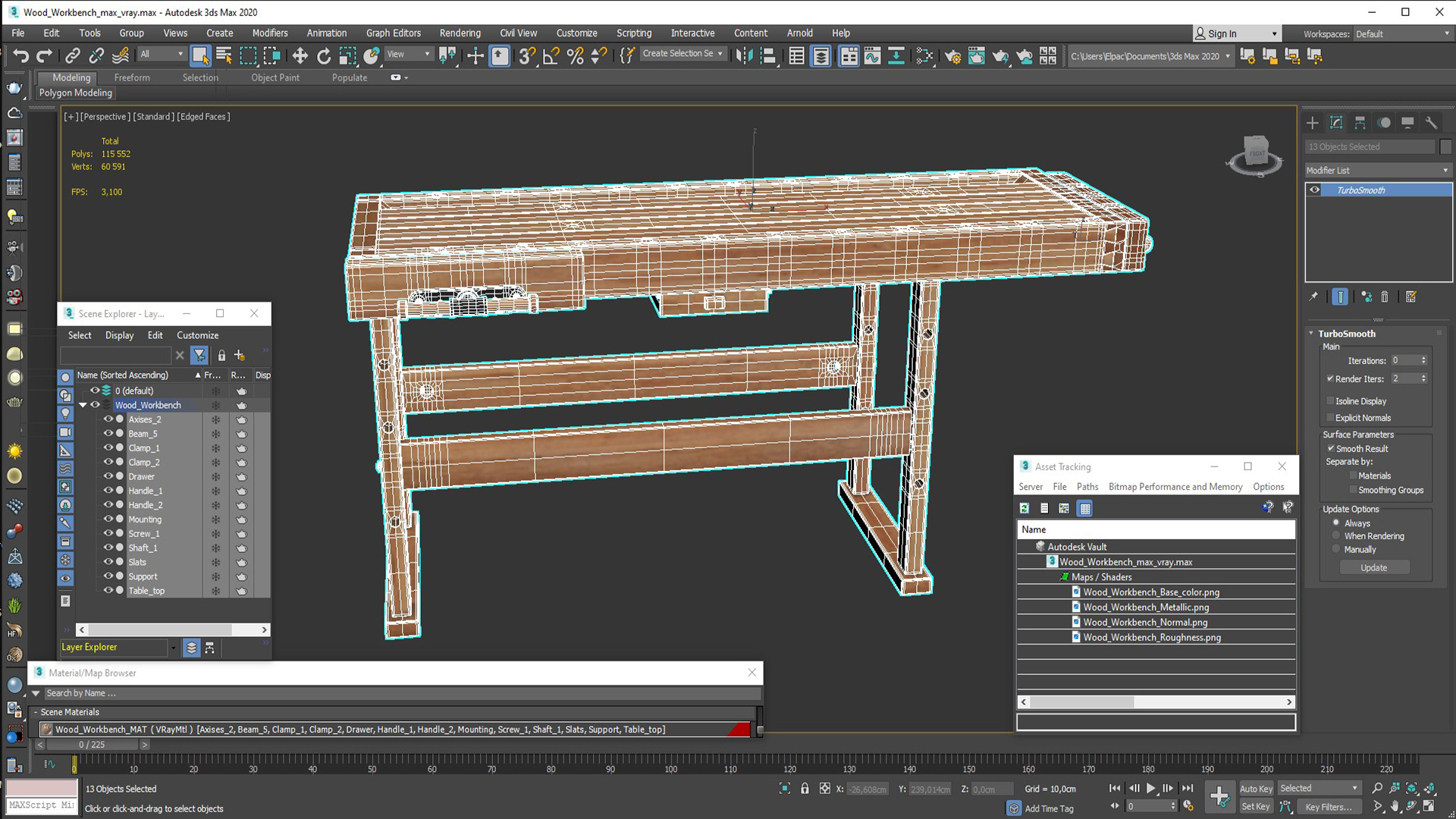 Wood Workbench 3D model