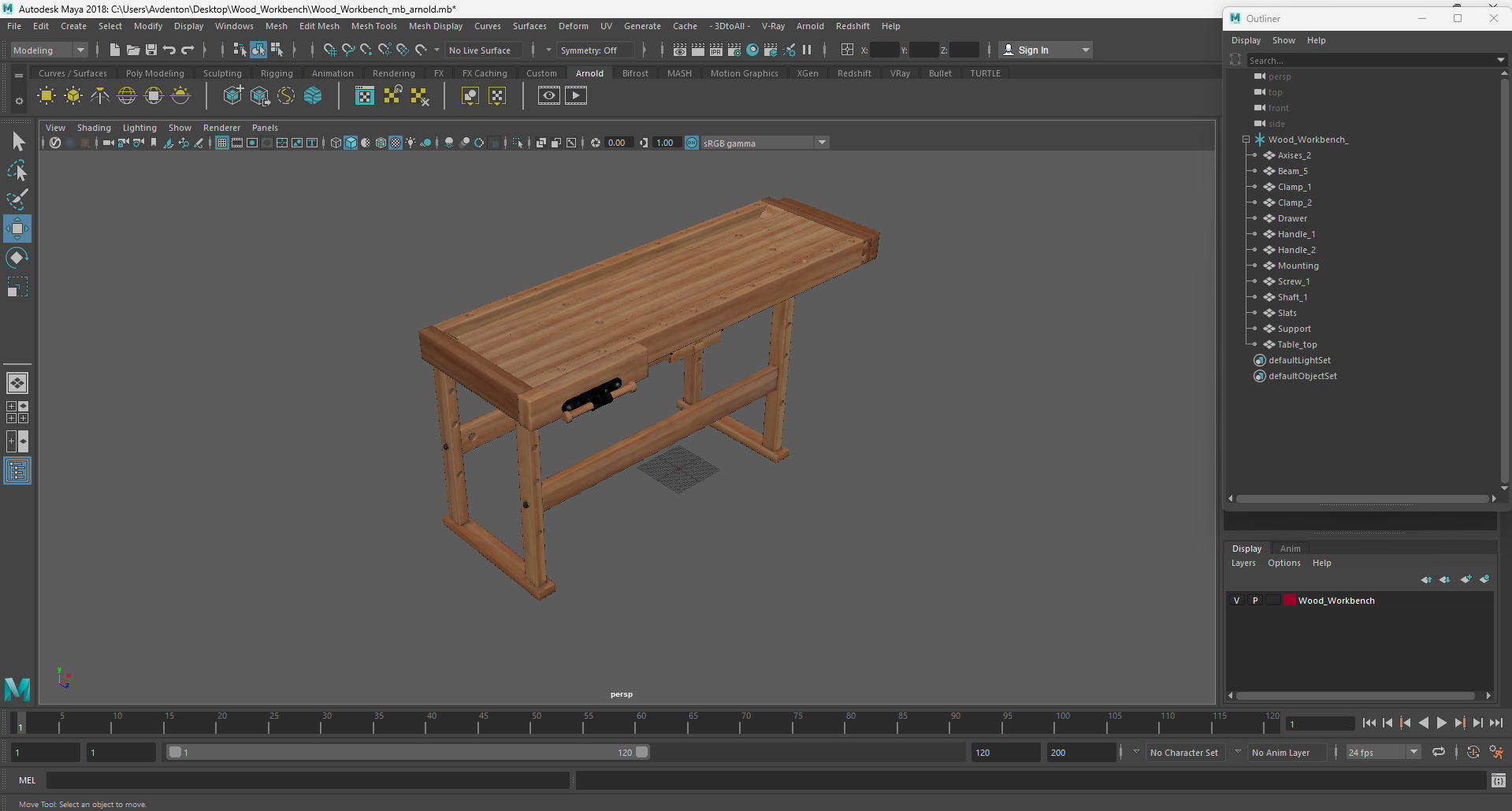 Wood Workbench 3D model