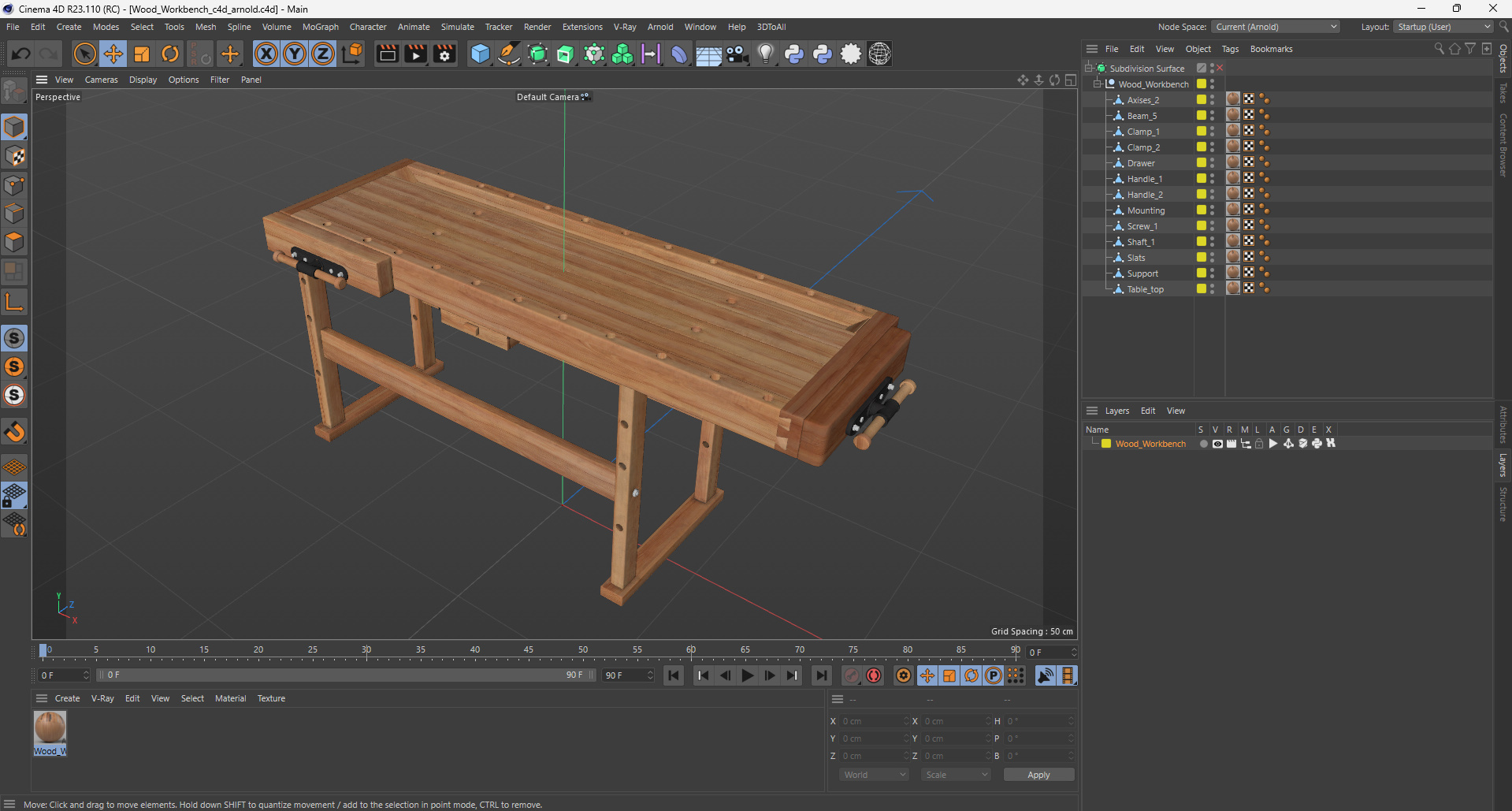 Wood Workbench 3D model