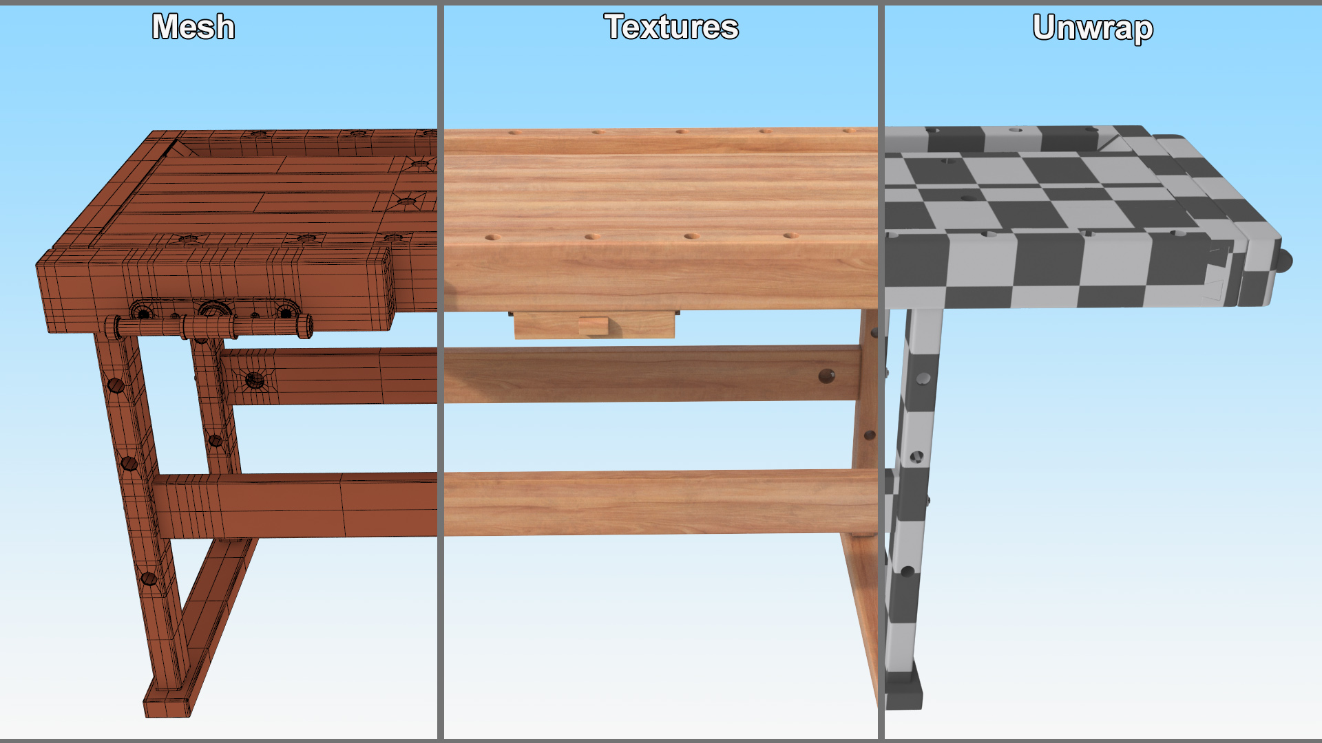 Wood Workbench 3D model