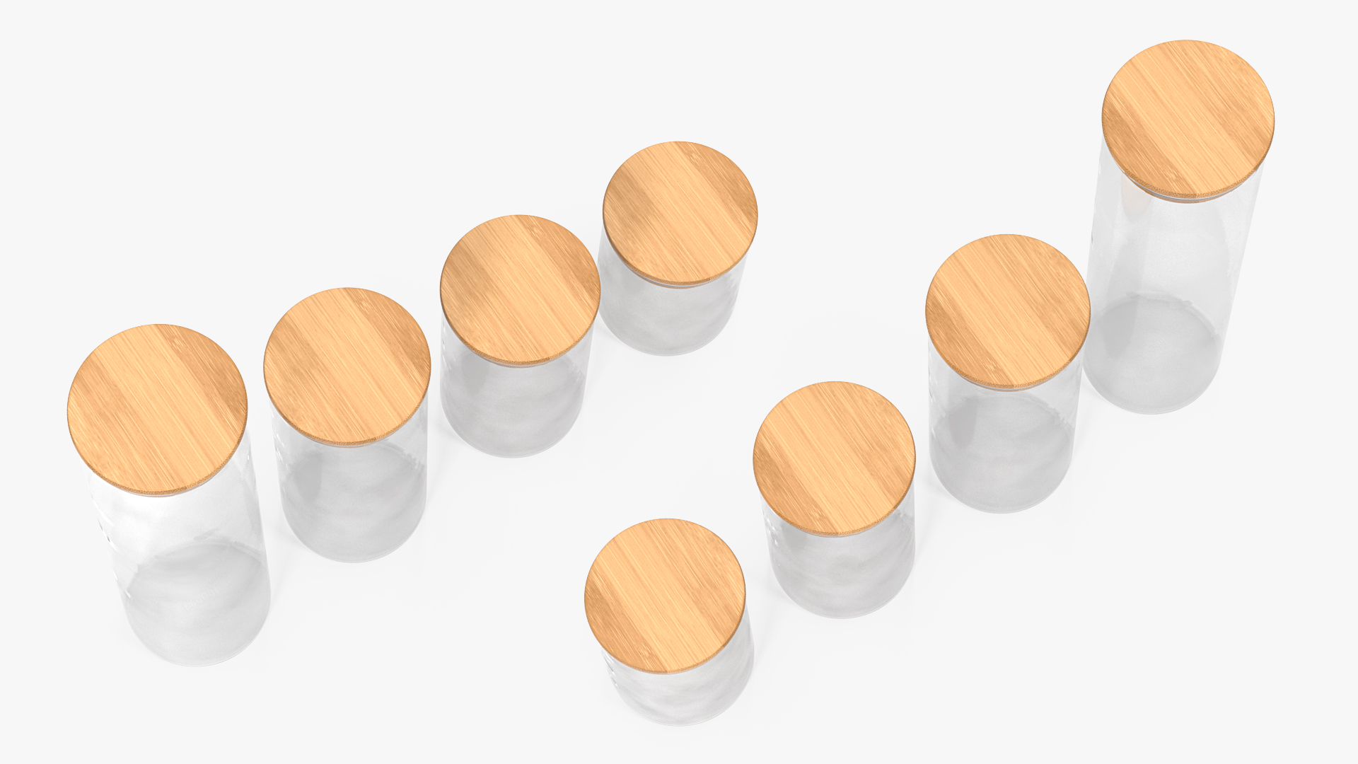 Glass Food Storage Jar with Bamboo Lid Set 3D