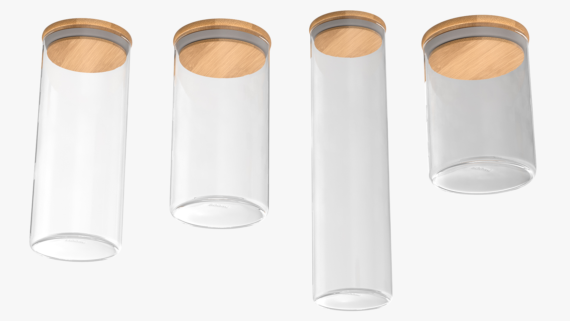 Glass Food Storage Jar with Bamboo Lid Set 3D