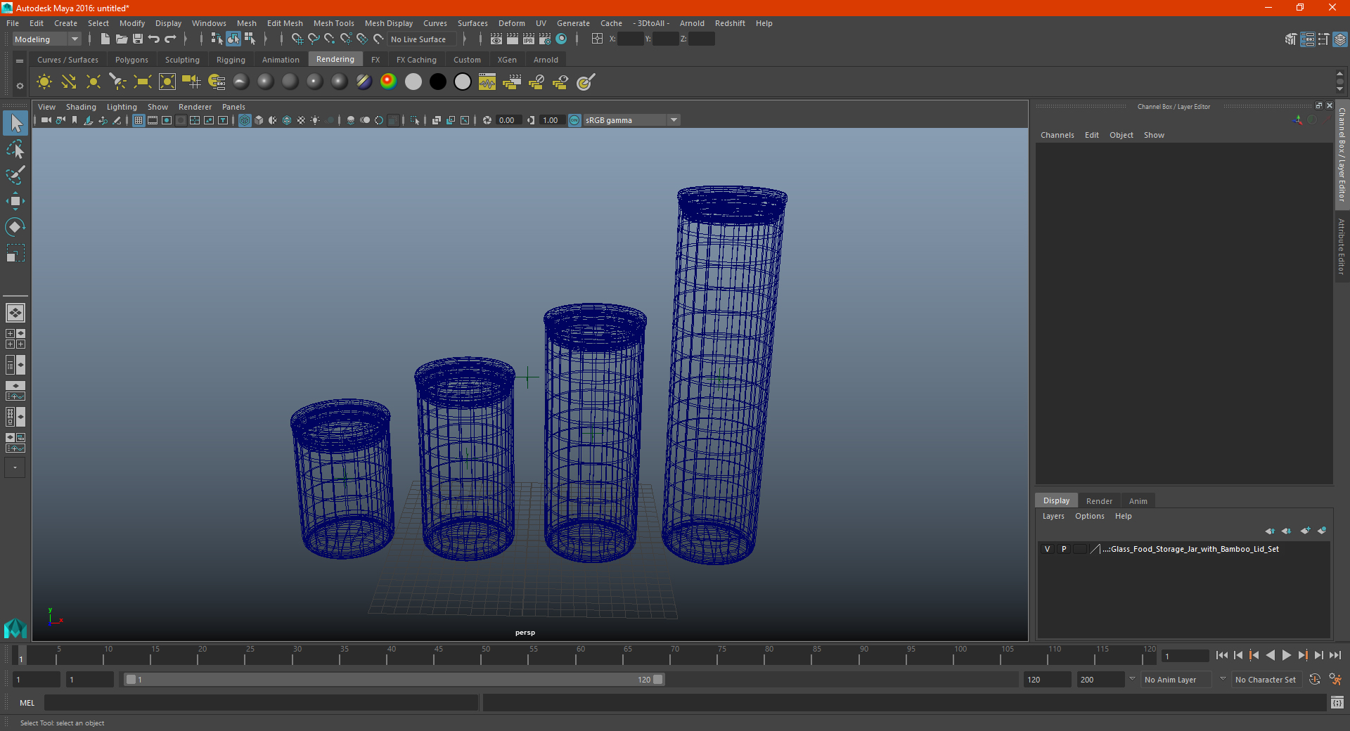 Glass Food Storage Jar with Bamboo Lid Set 3D