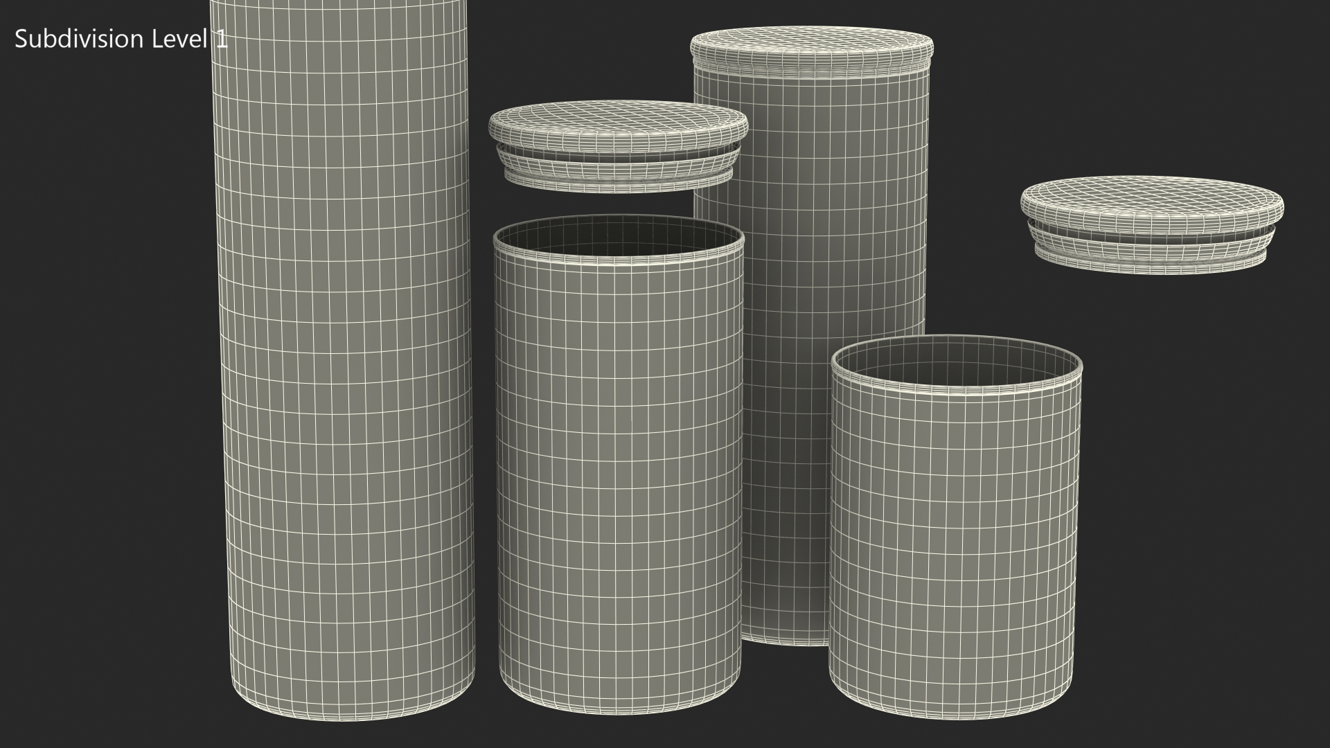 Glass Food Storage Jar with Bamboo Lid Set 3D