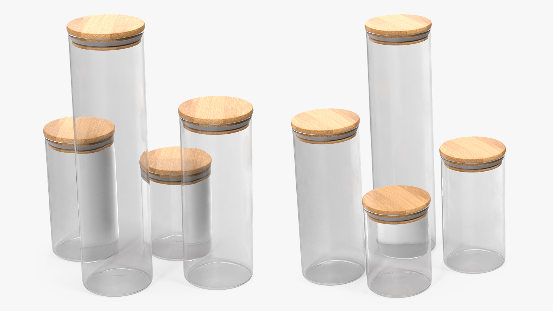Glass Food Storage Jar with Bamboo Lid Set 3D