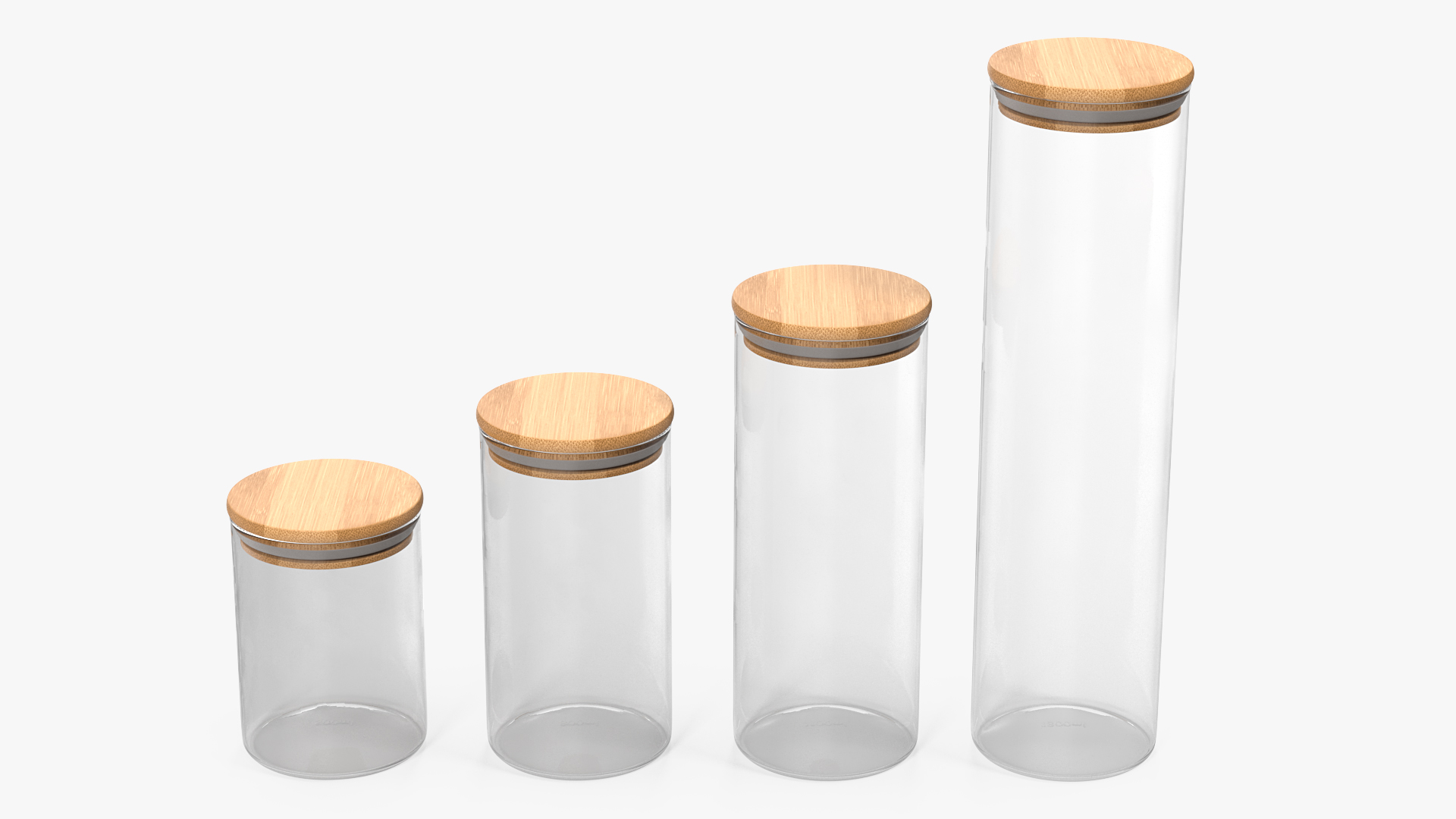Glass Food Storage Jar with Bamboo Lid Set 3D
