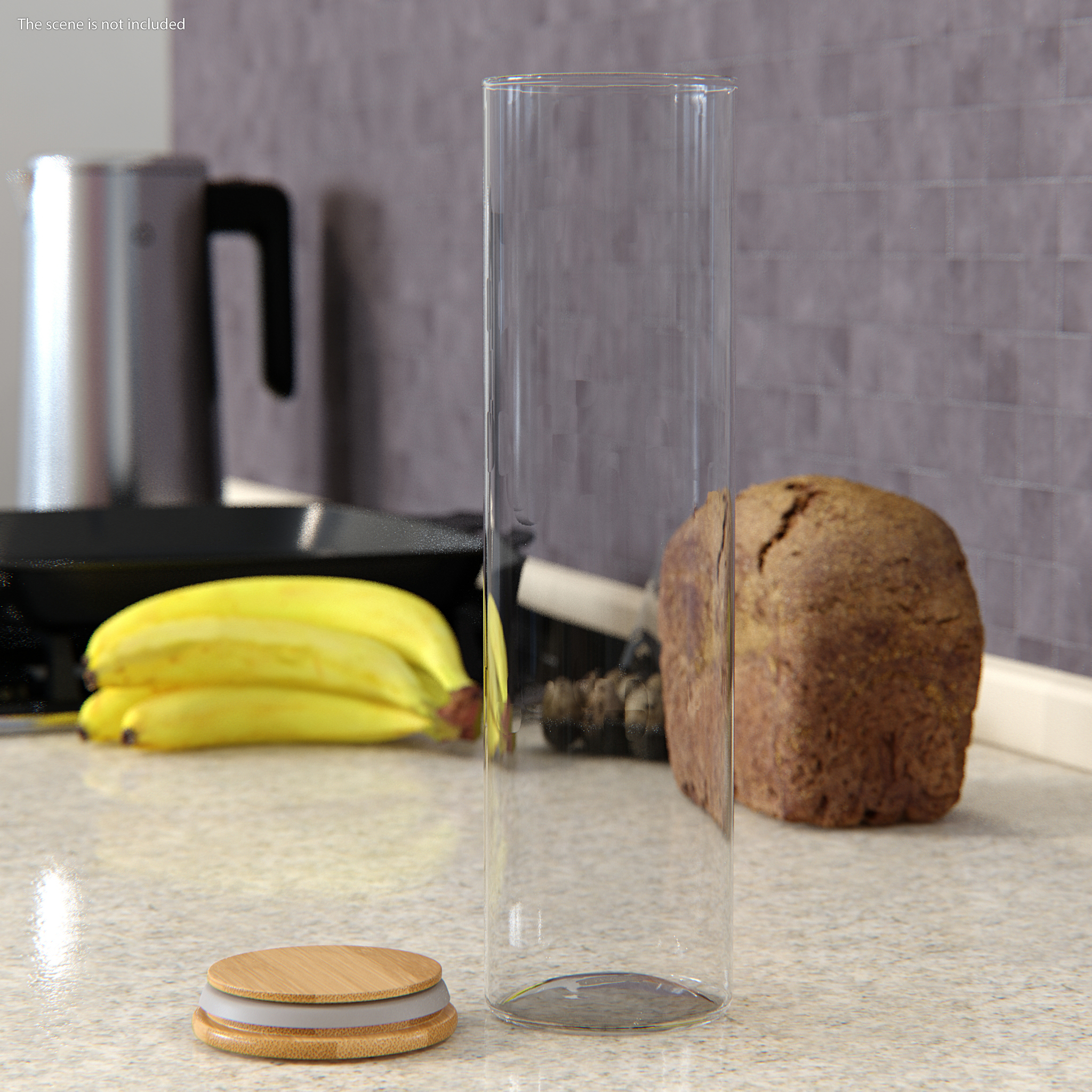 Glass Food Storage Jar with Bamboo Lid Set 3D