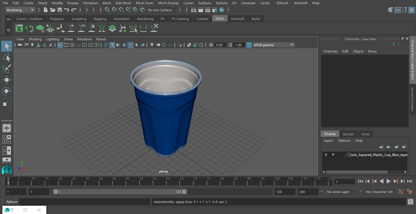 Solo Squared Plastic Cup Blue 3D model