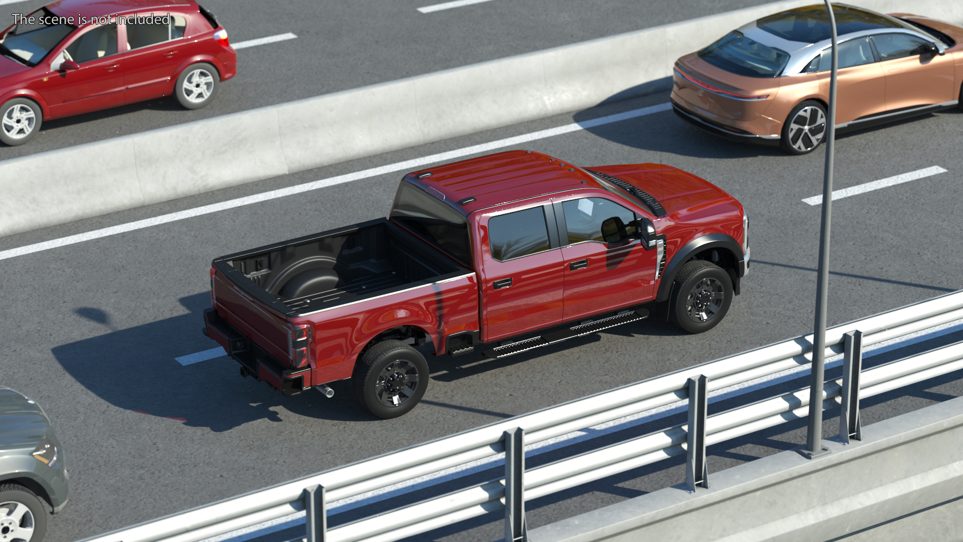 Red Heavy Duty Pickup Truck 3D