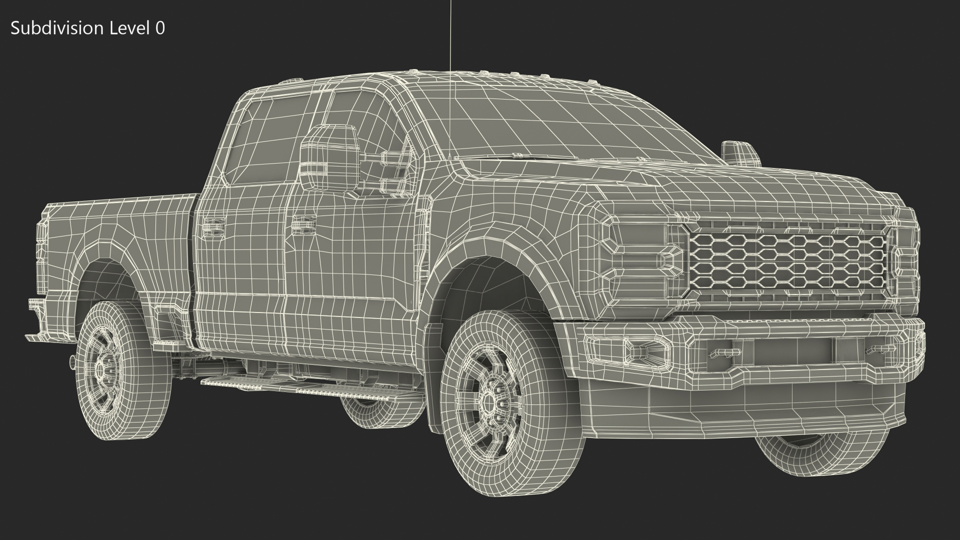 Red Heavy Duty Pickup Truck 3D