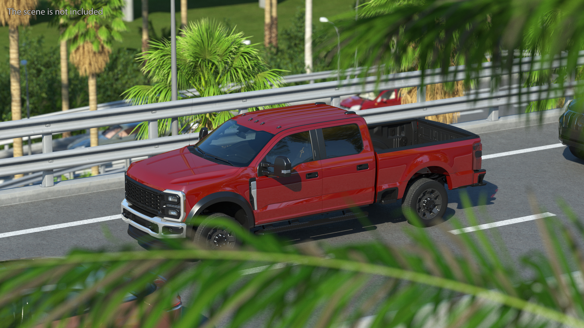 Red Heavy Duty Pickup Truck 3D