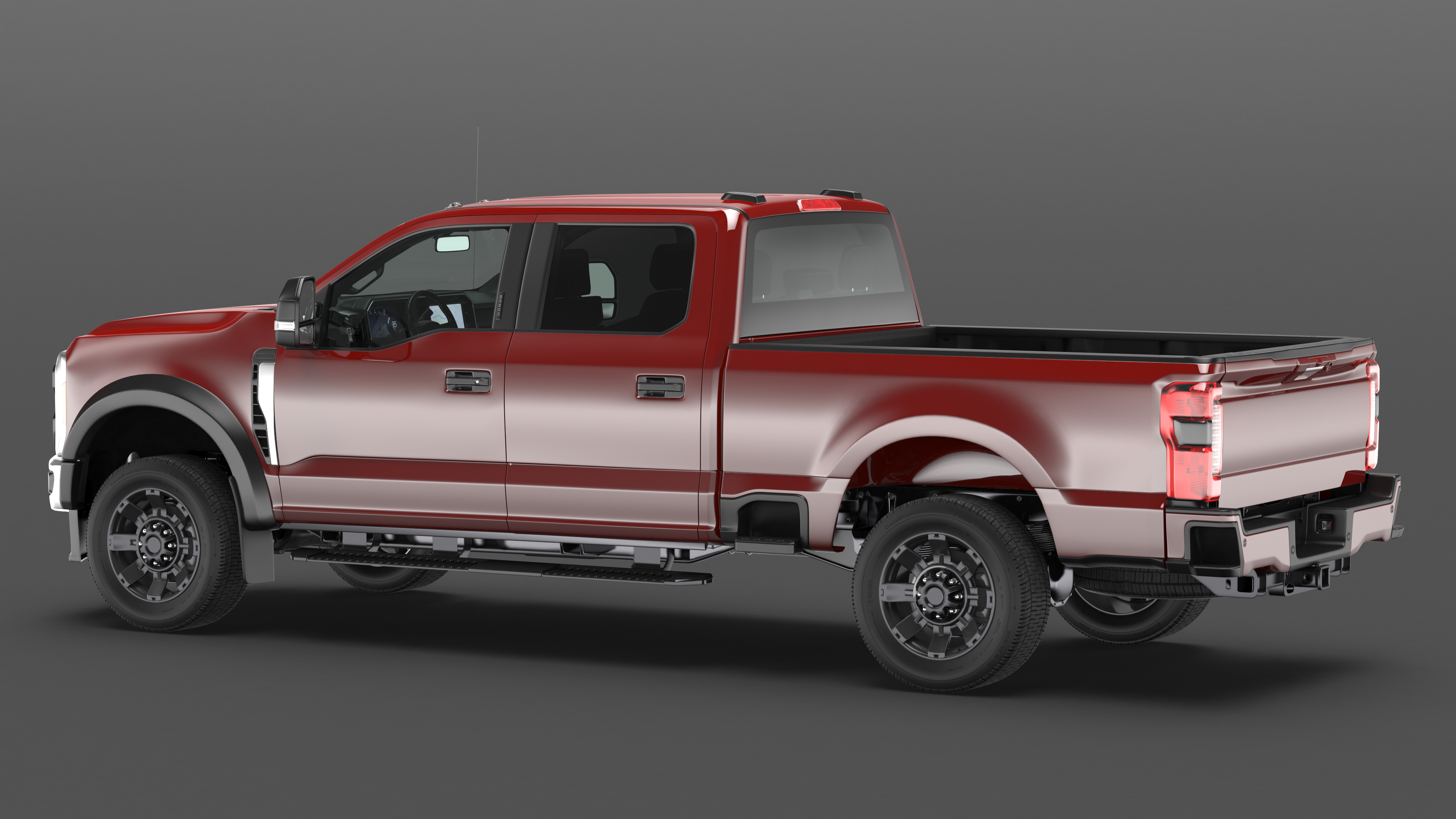 Red Heavy Duty Pickup Truck 3D