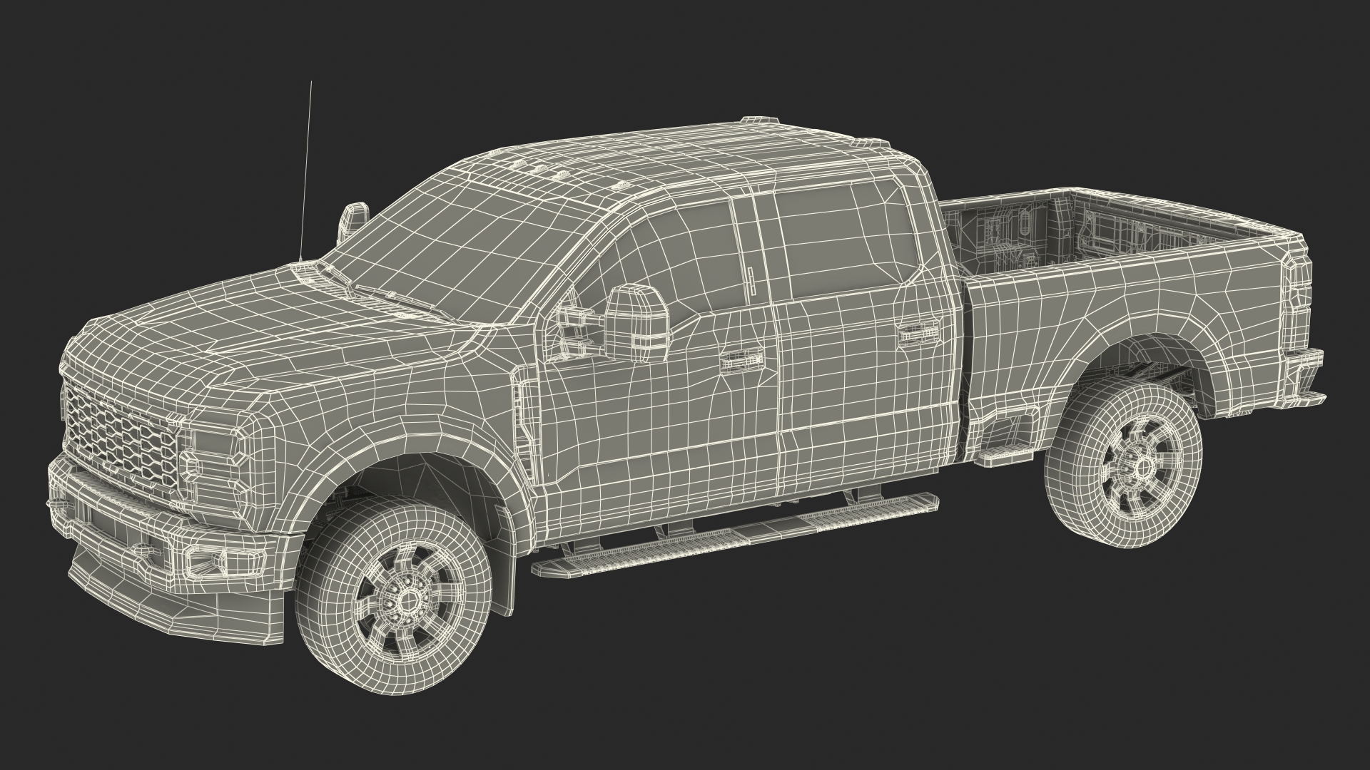 Red Heavy Duty Pickup Truck 3D
