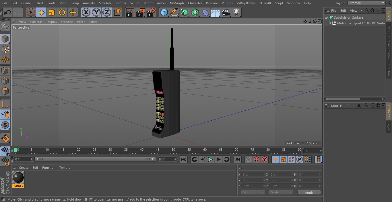 3D Motorola DynaTAC 8500X Vintage Mobile Phone model