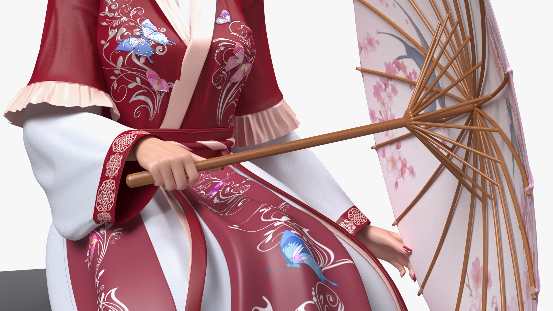 Woman in Chinese Traditional Clothes Sitting 3D model