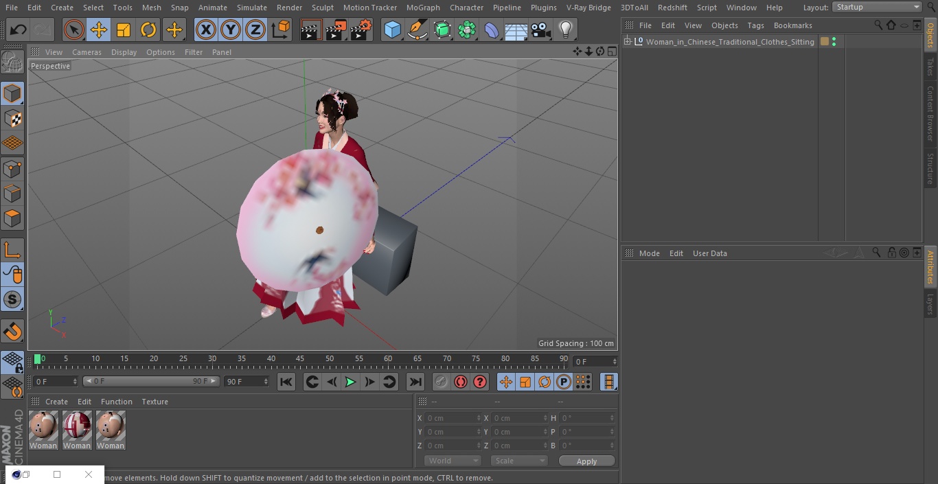 Woman in Chinese Traditional Clothes Sitting 3D model