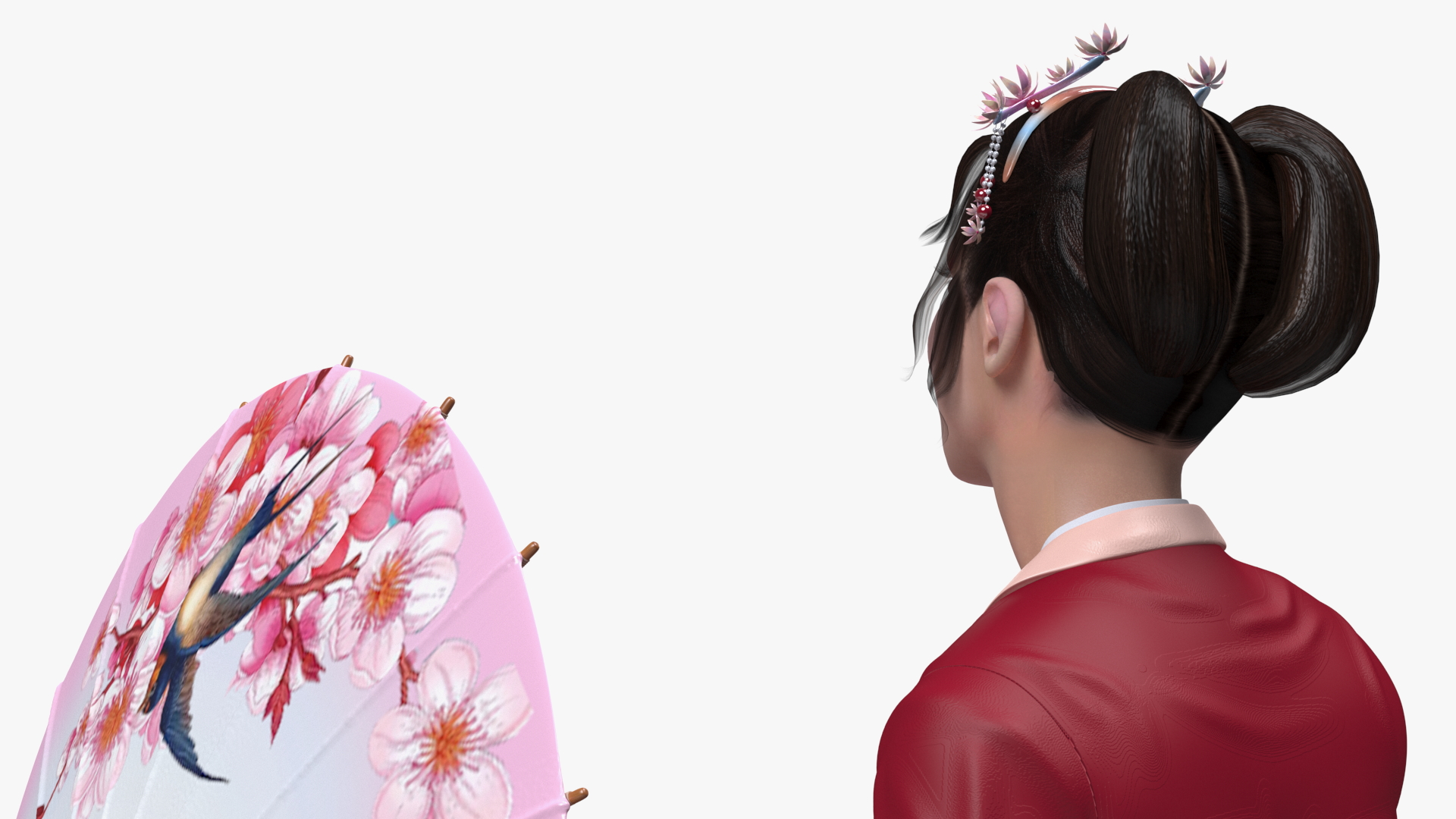 Woman in Chinese Traditional Clothes Sitting 3D model